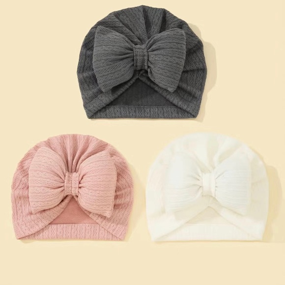 3-Pack Baby Bow Decorative Hats - Picture 3 of 7